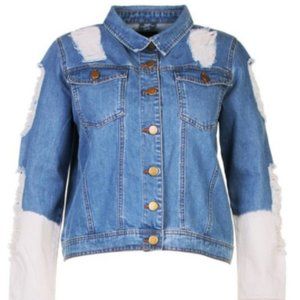 Plus Sports Stripe Denim Jacket